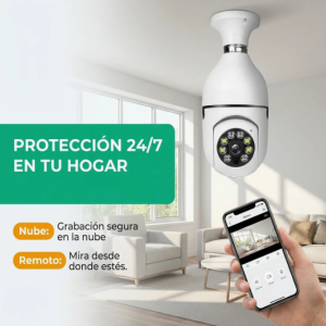 Cámara Wifi Bombillo 360° App - Vigilancia Inalámbrica - Envío Gratis - Soporte Incluido - MicroSD 16GB